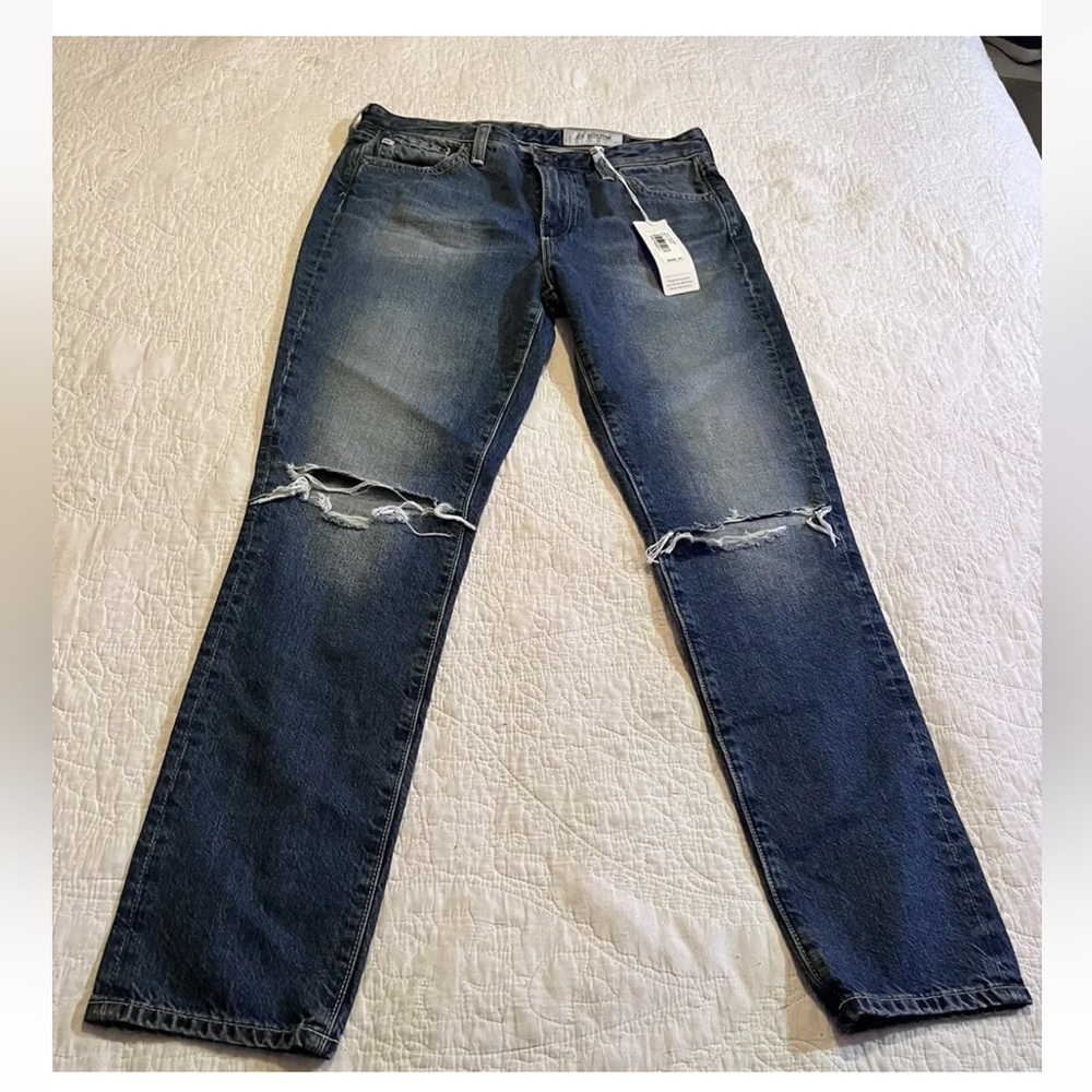 AG-ED Denim Jeans Adriano Goldschmied Medium Wash Ripped Jeans Mid-rise 28R